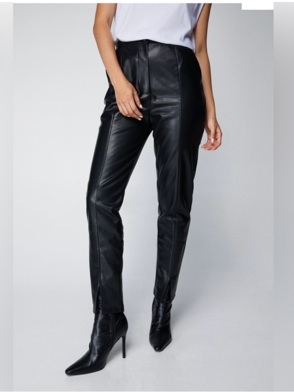 Nasty Gal Sleek Black Faux Leather Pants
